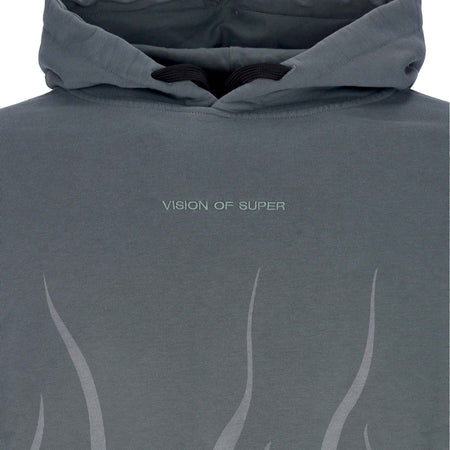 VISION-OF-SUPER-Felpa-Cappuccio-Uomo-Corrosive-Flames-Hoodie-Balsam-Green-da-uomo