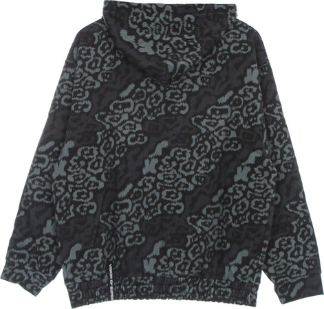 VISION-OF-SUPER-Felpa-Leggera-Cappuccio-Uomo-Allover-Leopard-Hoodie-Black-da-uomo