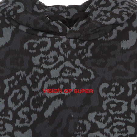 VISION-OF-SUPER-Felpa-Leggera-Cappuccio-Uomo-Allover-Leopard-Hoodie-Black-da-uomo