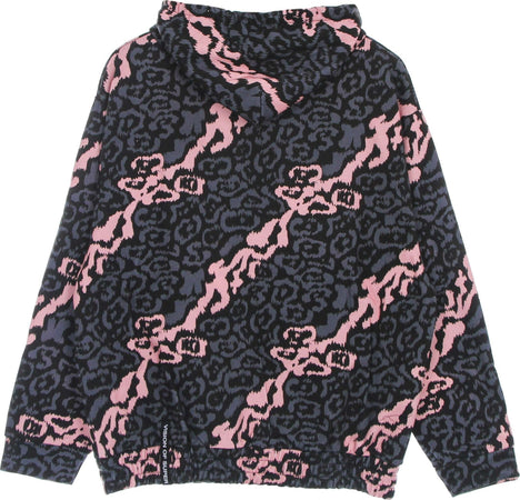 VISION-OF-SUPER-Felpa-Leggera-Cappuccio-Uomo-Allover-Leopard-Hoodie-Pink/grey-da-uomo