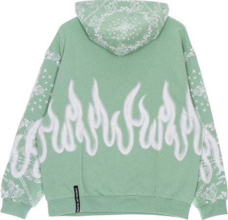 VISION-OF-SUPER-Felpa-Leggera-Cappuccio-Uomo-Bandana-Print-Hoodie-Green-da-uomo