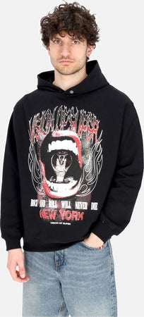 VISION-OF-SUPER-Felpa-Leggera-Cappuccio-Uomo-Cobra-Mouth-Print-Hoodie-Black-da-uomo