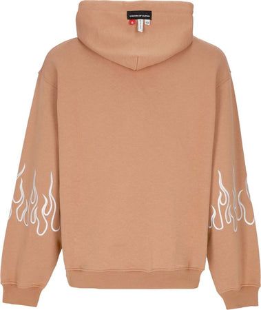 VISION-OF-SUPER-Felpa-Leggera-Cappuccio-Uomo-Embroidery-Flame-Hoodie-Terracotta-da-uomo