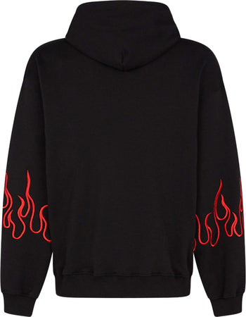 VISION-OF-SUPER-Felpa-Leggera-Cappuccio-Uomo-Embroidery-Flames-Hoodie-Black/red-da-uomo