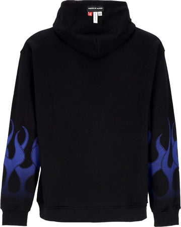 VISION-OF-SUPER-Felpa-Leggera-Cappuccio-Uomo-Flames-Hoodie-Black/blue-da-uomo