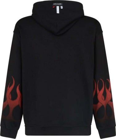 VISION-OF-SUPER-Felpa-Leggera-Cappuccio-Uomo-Flames-Hoodie-Black/red-da-uomo