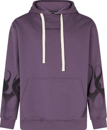 VISION-OF-SUPER-Felpa-Leggera-Cappuccio-Uomo-Flames-Hoodie-Purple/black-da-uomo