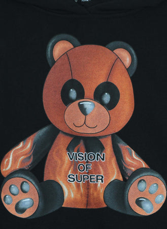 VISION-OF-SUPER-Felpa-Leggera-Cappuccio-Uomo-Pandy-Print-Hoodie-Black-da-uomo