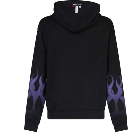 VISION-OF-SUPER-Felpa-Leggera-Cappuccio-Uomo-Racing-Flames-Hoodie-Black/purple-da-uomo