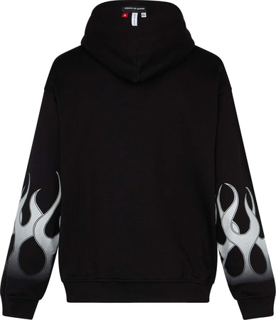 VISION-OF-SUPER-Felpa-Leggera-Cappuccio-Uomo-Racing-Flames-Hoodie-Black/white-da-uomo