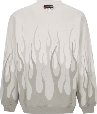 VISION-OF-SUPER-Felpa-Leggera-Girocollo-Uomo-Double-Flames-Crewneck-Lunar-Rock-da-uomo