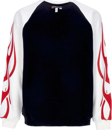 VISION-OF-SUPER-Felpa-Leggera-Girocollo-Uomo-Flames-Crewneck-Off-White/black/red-da-uomo