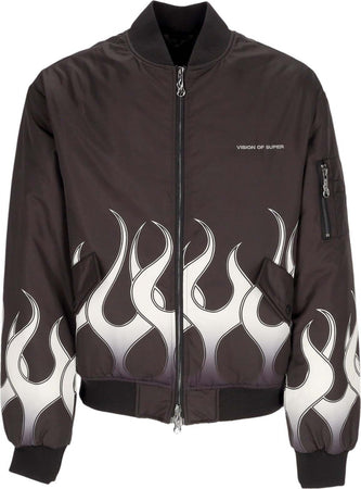 VISION-OF-SUPER-Giubbotto-Bomber-Uomo-Flames-Bomber-Black/white-da-uomo