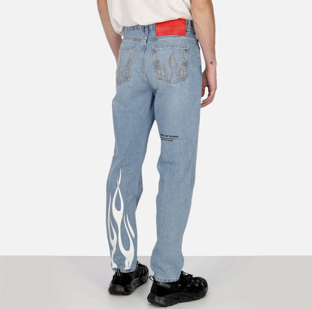VISION-OF-SUPER-Jeans-Uomo-Printed-Flames-and-Logo-Jeans-Denim-Blue-da-uomo