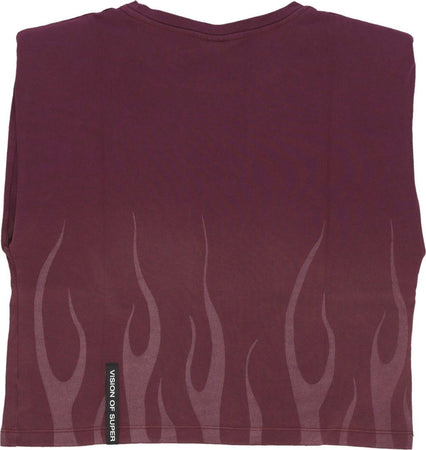 VISION-OF-SUPER-Maglietta-Donna-Corrosive-Flames-Tee-Grape-da-donna
