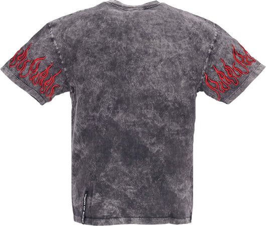 VISION-OF-SUPER-Maglietta-Uomo-Embroidered-Flames-Tee-Grey/red-da-uomo