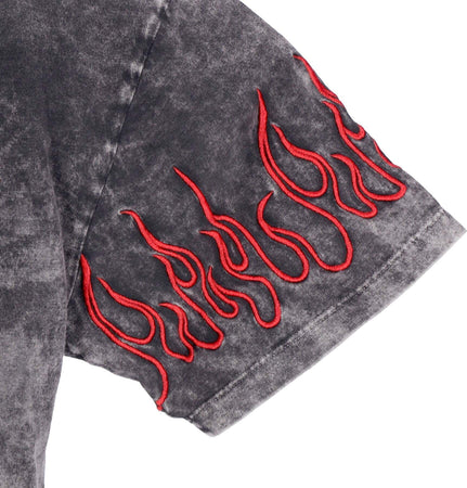 VISION-OF-SUPER-Maglietta-Uomo-Embroidered-Flames-Tee-Grey/red-da-uomo