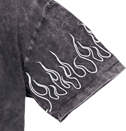 VISION-OF-SUPER-Maglietta-Uomo-Embroidered-Flames-Tee-Grey/white-da-uomo