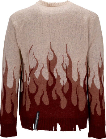 VISION-OF-SUPER-Maglione-Uomo-Double-Flames-L/s-Jumper-Grape-Wine-da-uomo