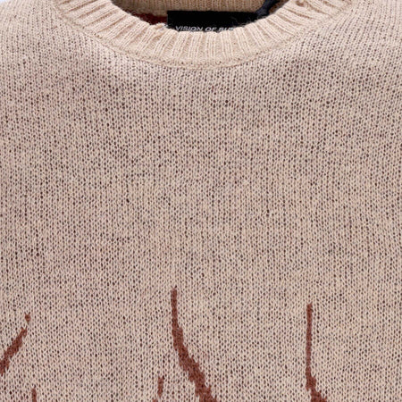 VISION-OF-SUPER-Maglione-Uomo-Double-Flames-L/s-Jumper-Grape-Wine-da-uomo