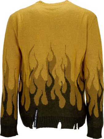 VISION-OF-SUPER-Maglione-Uomo-Double-Flames-L/s-Jumper-Plantation-da-uomo