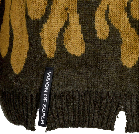 VISION-OF-SUPER-Maglione-Uomo-Double-Flames-L/s-Jumper-Plantation-da-uomo
