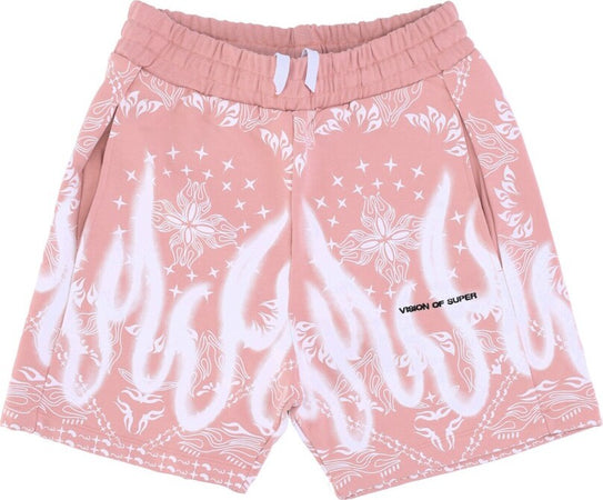 VISION-OF-SUPER-Pantalone-Corto-Tuta-Uomo-Bandana-Print-Shorts-Pink-da-uomo