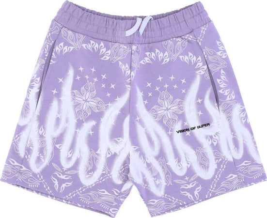 VISION-OF-SUPER-Pantalone-Corto-Tuta-Uomo-Bandana-Print-Shorts-Purple-da-uomo
