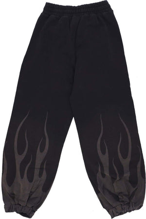 VISION-OF-SUPER-Pantalone-Tuta-Felpato-Donna-Corrosive-Flames-Pants-Black-da-donna