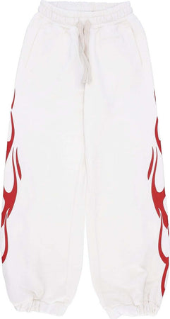 VISION-OF-SUPER-Pantalone-Tuta-Leggero-Donna-Flames-Pants-Off-White/red-da-donna