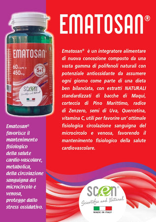 Ematosan - Scen - estratti NATURALI utili per favorire una ottimale circolazione sanguigna del microcircolo e venosa ed il mantenimento della salute cardiovascolare