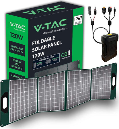VT-10120 Pannello Solare Fotovoltaico 120W Pieghevole IP67 Portatile con Cover Protettiva - SKU 11446 Commercio Industria e Scienza/Energia solare e eolica/Pannelli solari/Pannelli solari monocristallini Zencoccostore - Formia, Commerciovirtuoso.it