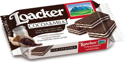Wafer Cacao & Milk Loacker Wafer classici 45 gr, confezione 25 pz wafer Non solo caffè online - Albano Laziale, Commerciovirtuoso.it