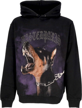 WASTED-PARIS-Felpa-Cappuccio-Uomo-Rage-Crown-Hooded-Black-da-uomo