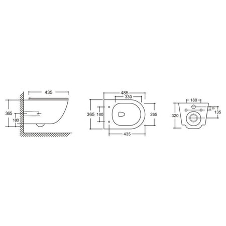WC sospeso YJ-2381MB 36.5x48.5x36.5 cm nero opaco