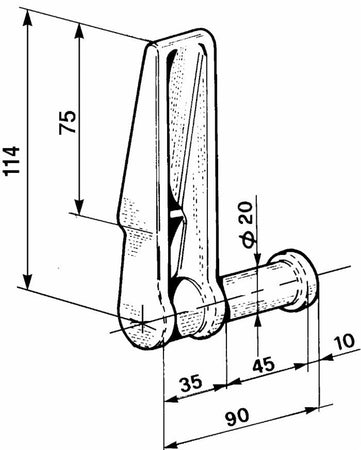 Cerniera posteriore sinistra per rimorchio Ø 20mm