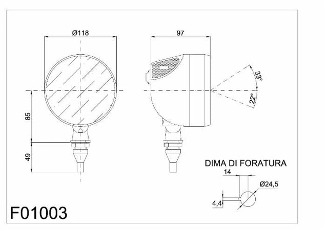 Faro da lavoro alogeno ad ampio raggio 55-70W