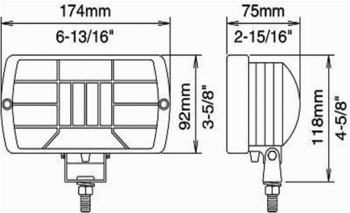 Kit 2 fari da lavoro alogeni rettangolari con griglia 174x92mm