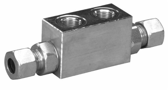 Valvola di blocco doppio effetto da 1/4" con attacchi 12l