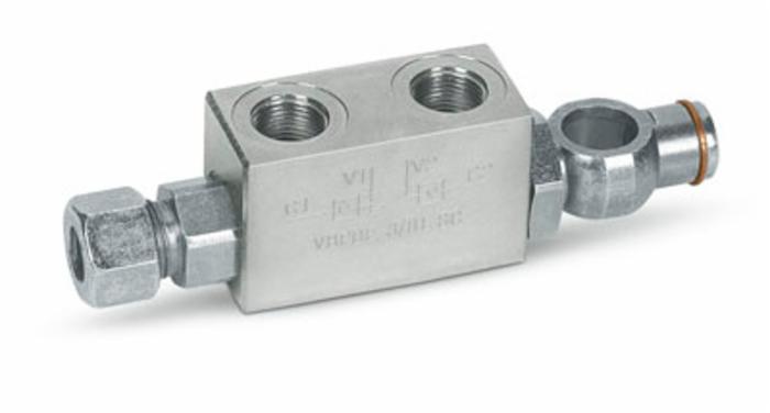 Valvola di blocco doppio effetto da 3/8" con occhio orientabile