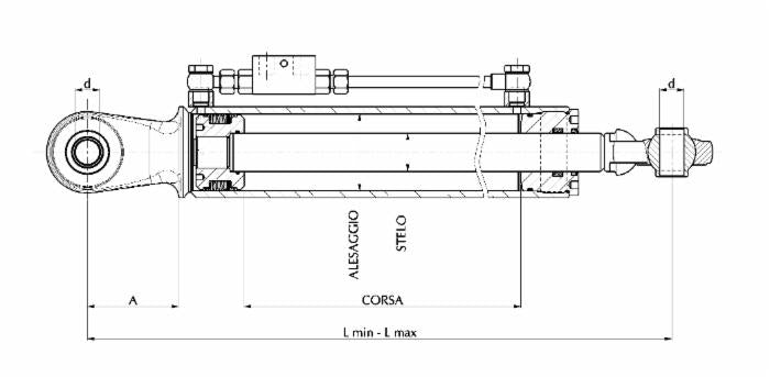 Terzo punto idraulico 450-610mm adattabile ai marchi Lamborghini e Landini