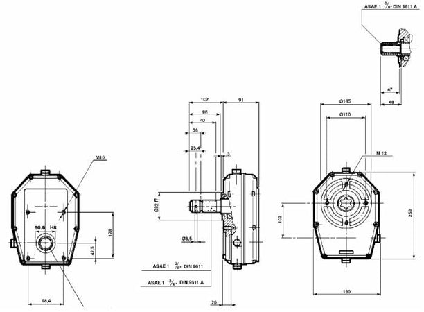 Moltiplicatore per pompa gruppo 3 maschio rapporto 1:3,8