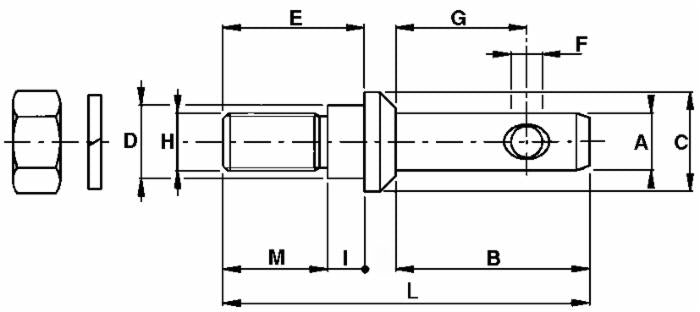Perno d'attacco ø28-22 m22x1,5