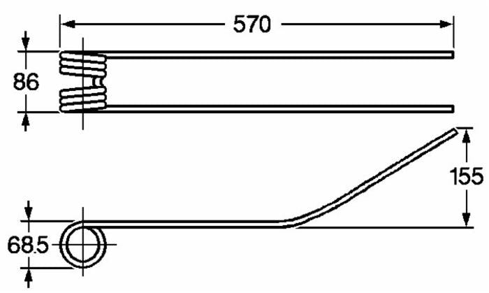 Dente giroandanatore adattabile Claas 9554830 e Cimac 40GSSRT73 filo 9