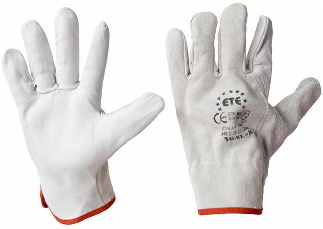 Guanto Pelle Fiore Orlato Polso Elasticizzato XL