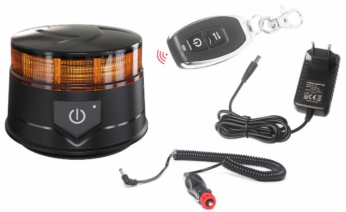 Lampeggiante a LED con telecomando e batteria 12/24V