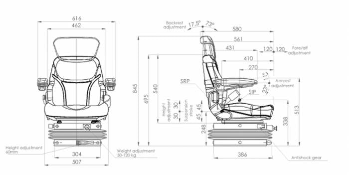 Sedile Activo Plus con sospensione pneumatica