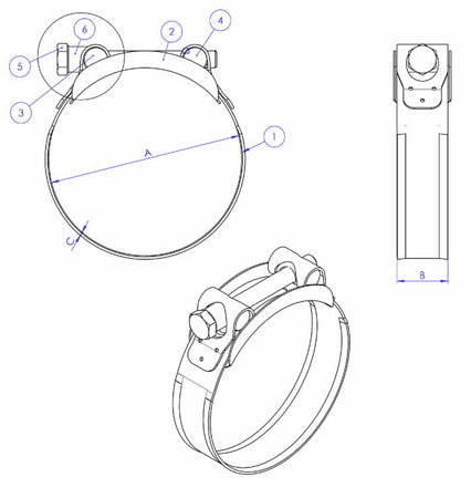 Fascetta Stringitubo Ama Inox AISI430 W2 Ø 113-121mm