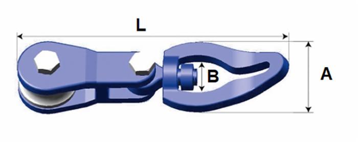 Gancio girevole fune-catena con puleggia G100 per catena Ø 7/8mm