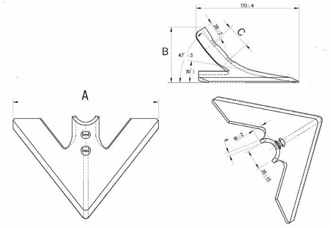 Vomere lancia piatto 200x6/45 per molle per vibrocoltivatori